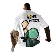 Anime One Piece Roronoa Zoro Printed White T-Shirt