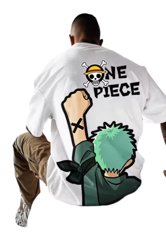 Anime One Piece Roronoa Zoro Printed White T-Shirt