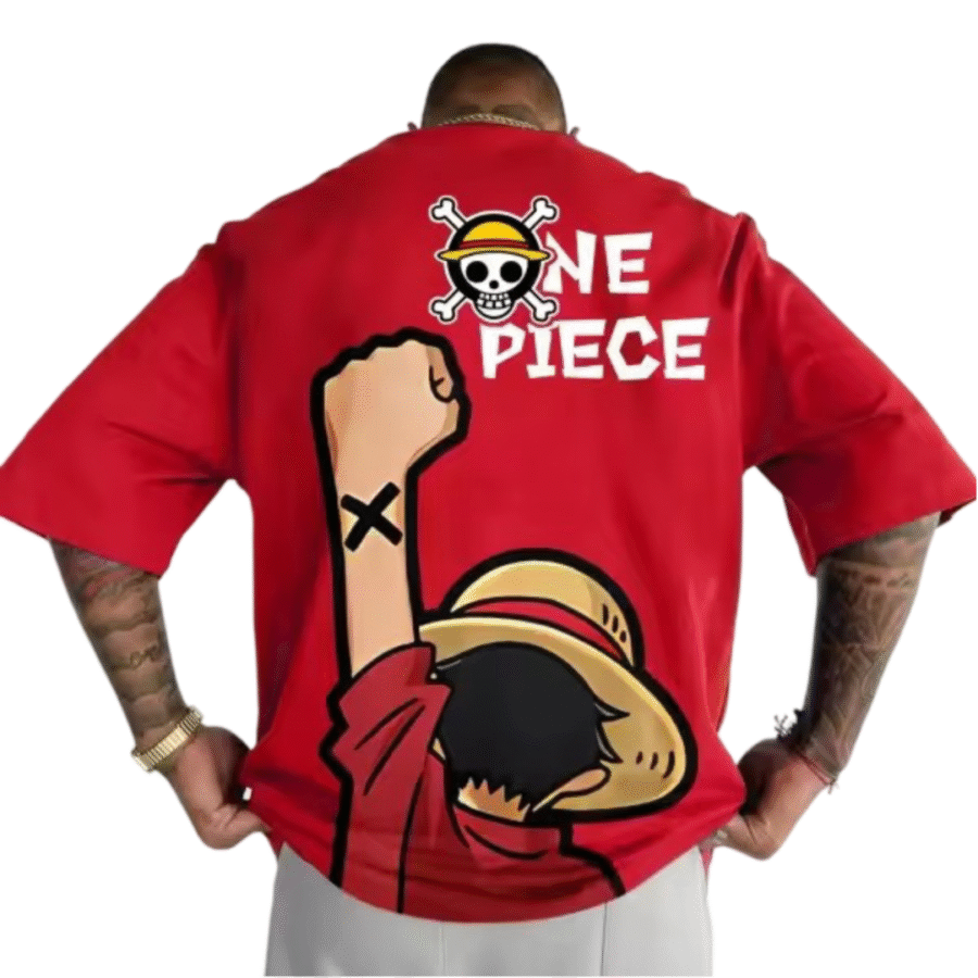 Anime One Piece Monkey D. Luffy Printed Red T-Shirt Anime One Piece Monkey D. Luffy Printed Red T-Shirt