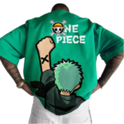 Anime One Piece Roronoa Zoro Printed Green T-Shirt