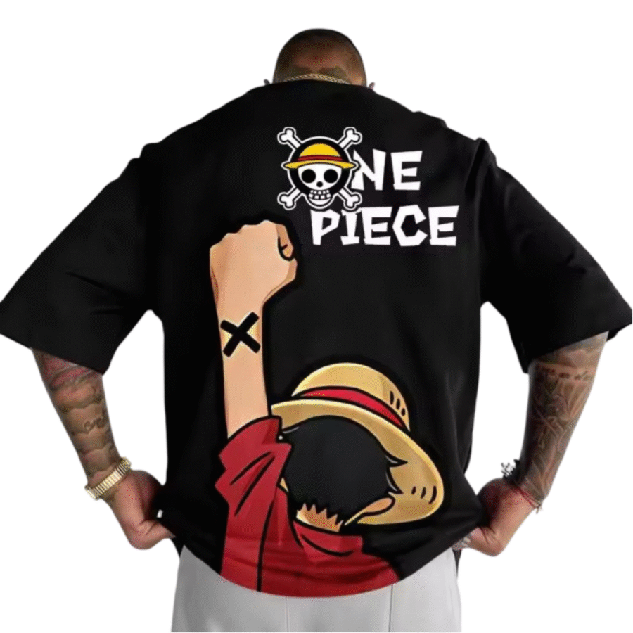 Anime One Piece Monkey D. Luffy Printed Black T-Shirt Anime One Piece Monkey D. Luffy Printed Black T-Shirt