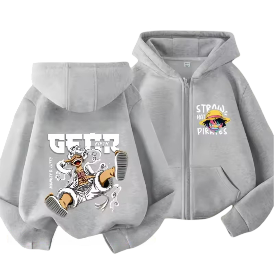 One Piece Anime Luffy Gear 5 Straw Hat Pirates Zipper Hoodie One Piece Anime Luffy Gear 5 Straw Hat Pirates Zipper Hoodie