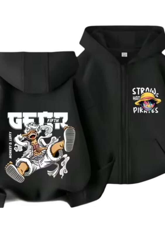 Anime One Piece Luffy Gear 5 Straw Hat Pirates Zipper Hoodie