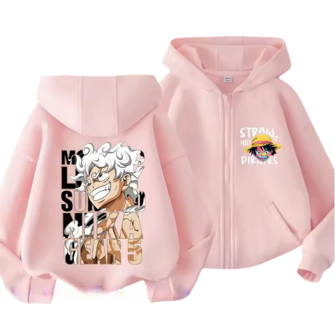 One Piece Anime Luffy Gear 5 Straw Hat Pirates Zipper Hoodie One Piece Anime Luffy Gear 5 Straw Hat Pirates Zipper Hoodie