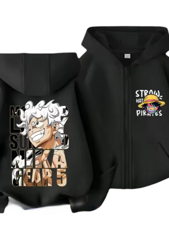 One Piece Anime Luffy Gear 5 Straw Hat Pirates Zipper Hoodie