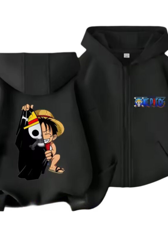 Anime One Piece Luffy With Flag Long-Sleeve Zipper Hoodie