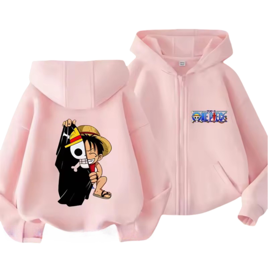 Anime One Piece Luffy With Flag Long-Sleeve Zipper Hoodie Anime One Piece Luffy With Flag Long-Sleeve Zipper Hoodie