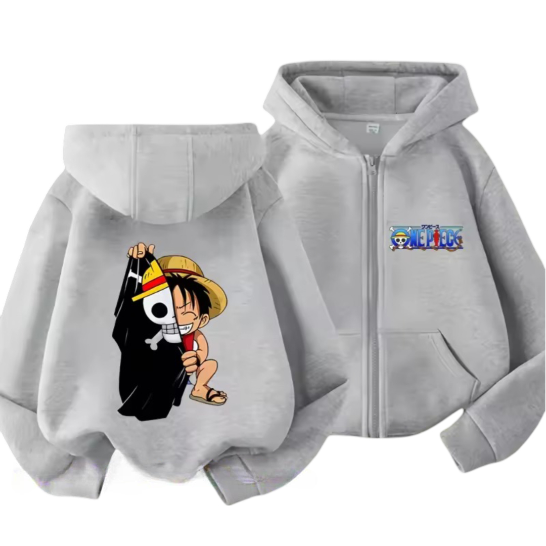 Anime One Piece Luffy With Flag Long-Sleeve Zipper Hoodie Anime One Piece Luffy With Flag Long-Sleeve Zipper Hoodie
