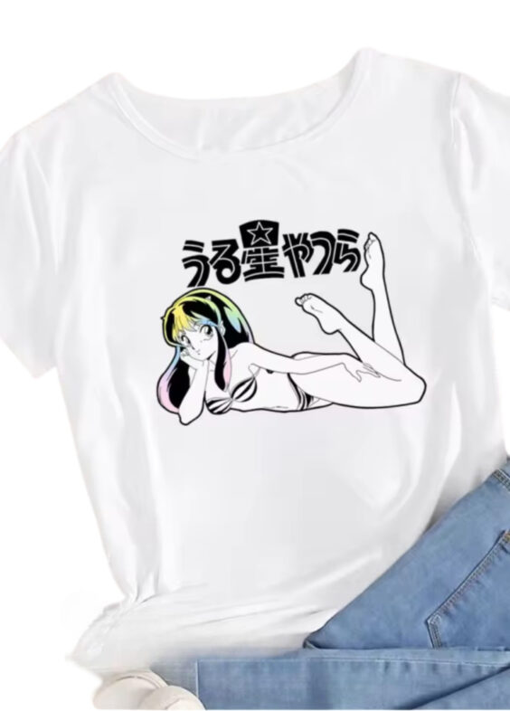 Anime Urusei Yatsura Lum Printed White T-Shirt
