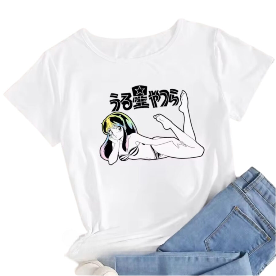 Anime Urusei Yatsura Lum Printed White T-Shirt