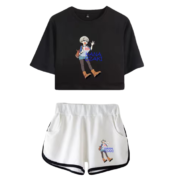 Anime Uzaki-Chan Wants To Hang Out! Hana Uzaki Black Top And White Shorts Set