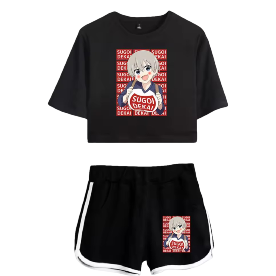 Anime Uzaki-Chan Wants To Hang Out! Hana Uzaki Black Top And Shorts Set