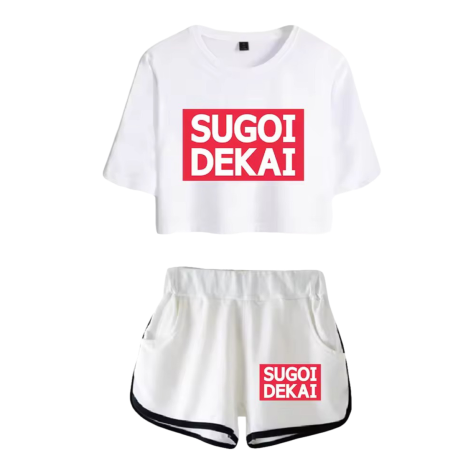 Anime Uzaki-Chan Wants To Hang Out! Sugoi Dekai Printed White Top And Shorts Set