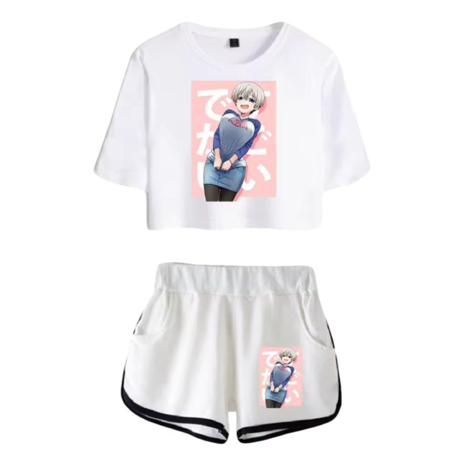 Uzaki-Chan Wants To Hang Out! Hana Uzaki Anime White Top And Shorts Set