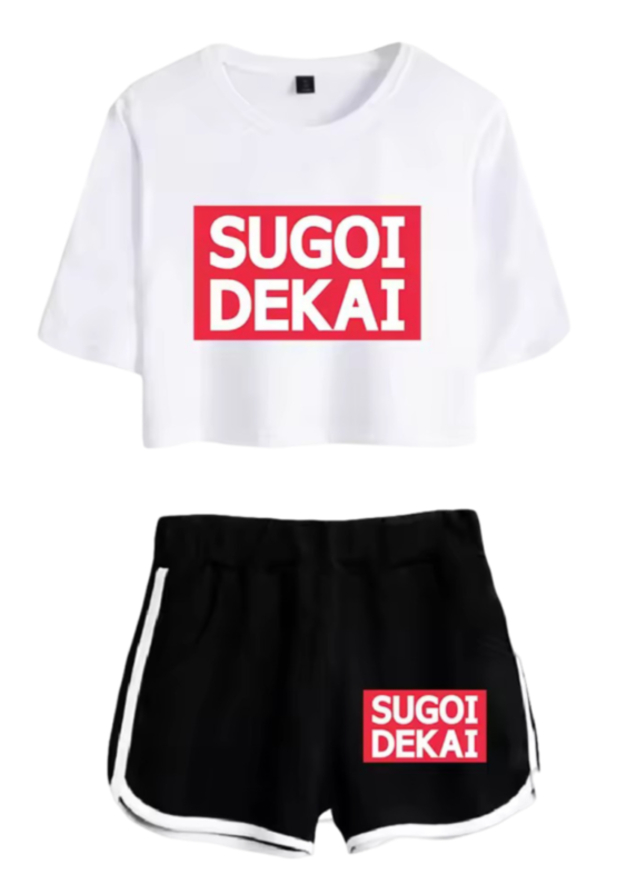 Anime Uzaki-Chan Wants To Hang Out! Sugoi Dekai White Top And Black Shorts Set