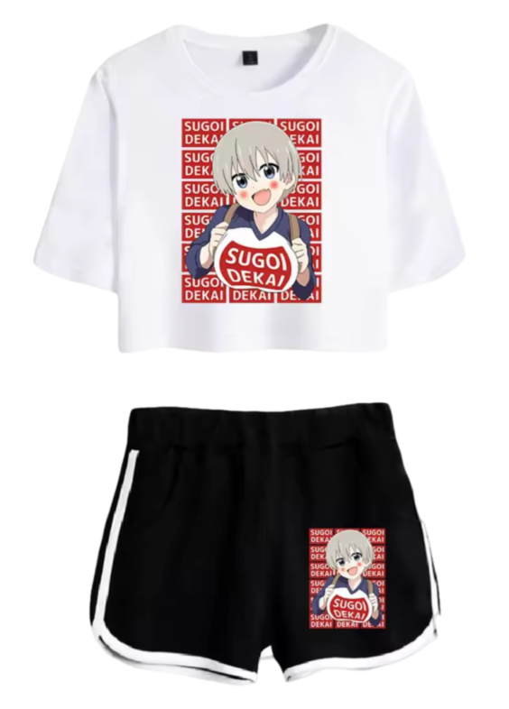 Uzaki-Chan Wants To Hang Out! Anime Hana Uzaki White Top And Black Shorts Set