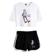 Anime Uzaki-Chan Wants To Hang Out! Hana Uzaki Printed White Top And Black Shorts Set