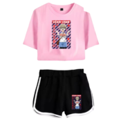 Uzaki-Chan Wants To Hang Out! Hana Uzaki Anime Printed Pink Top And Black Shorts Set