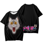 Anime Uzaki-Chan Wants To Hang Out! Kuso Cat Short Sleeve Black T-Shirt