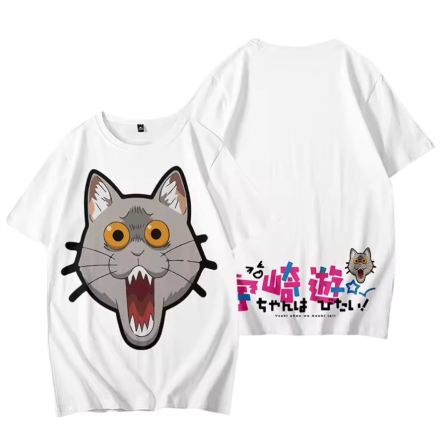 Anime Uzaki-Chan Wants To Hang Out! Kuso Cat Short Sleeve White T-Shirt