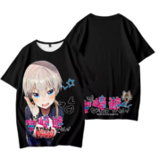 Anime Uzaki-Chan Wants To Hang Out! Uzaki Hana Short Sleeve Black T-Shirt