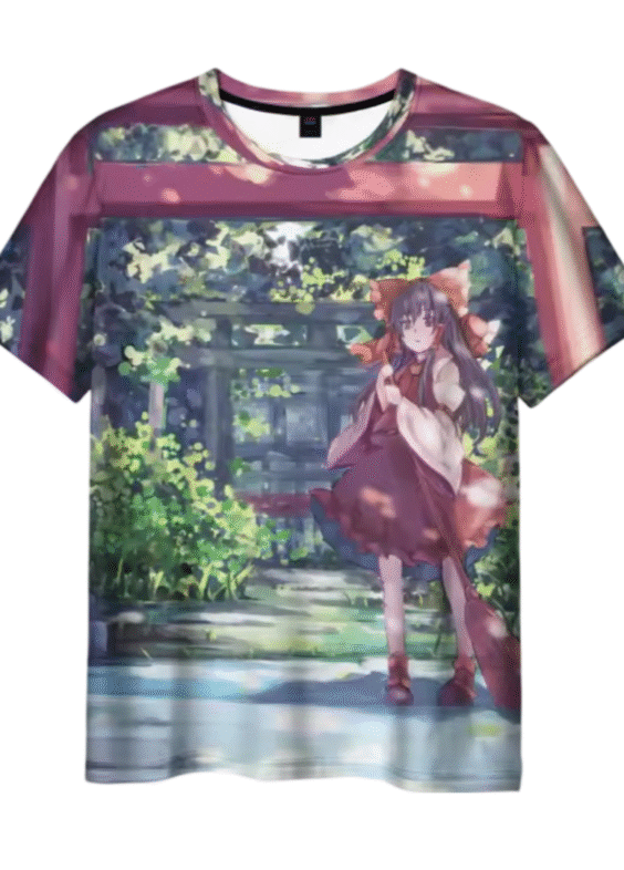 Touhou Project Anime Reimu Hakurei 3D Printed Short Sleeve T-Shirt