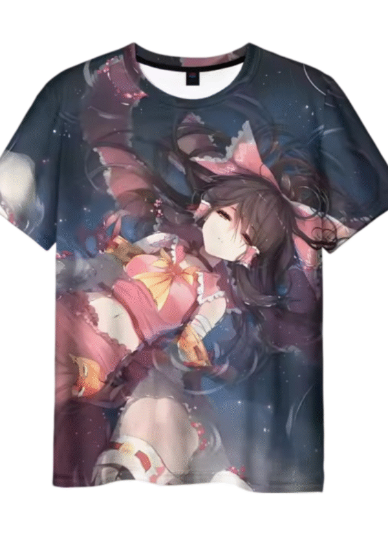 Anime Touhou Project Reimu Hakurei 3D Printed Short Sleeve T-Shirt