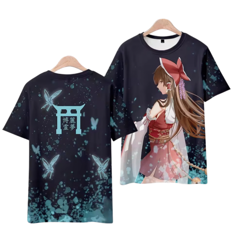 Anime Touhou Project Reimu Hakurei Printed T-Shirt Anime Touhou Project Reimu Hakurei Printed T-Shirt