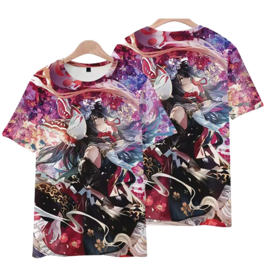 Anime Touhou Project Reimu Hakurei Printed Casual T-Shirt Anime Touhou Project Reimu Hakurei Printed Casual T-Shirt