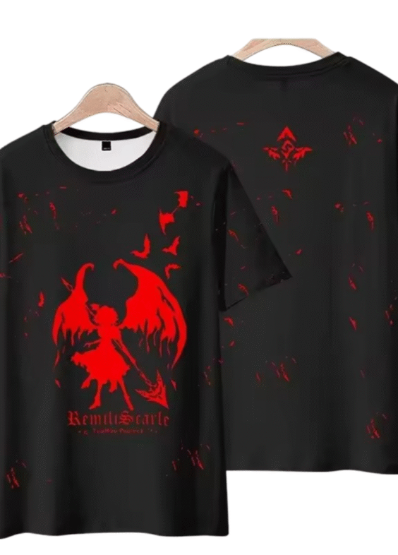 Anime Touhou Project Remilia Scarlet Black T-Shirt