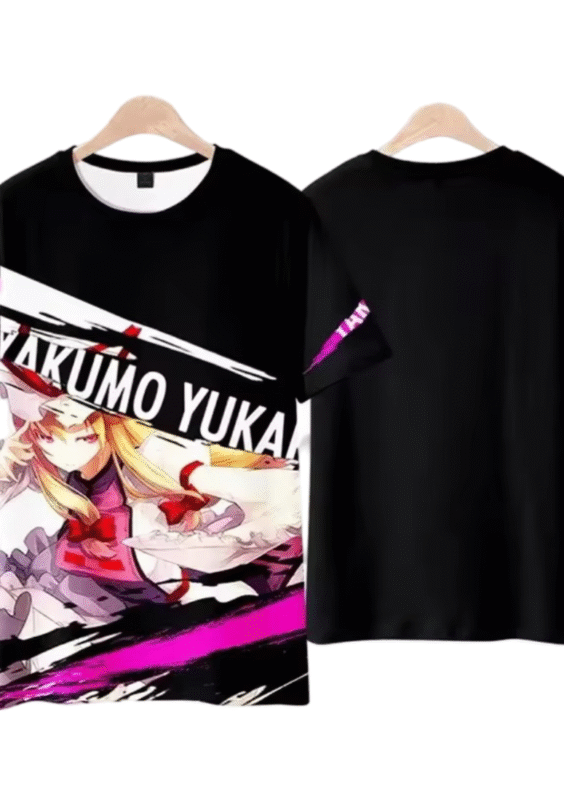 Anime Touhou Project Yukari Yakumo Printed Black T-Shirt