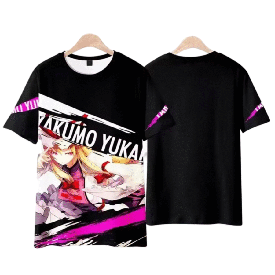 Anime Touhou Project Yukari Yakumo Printed Black T-Shirt Anime Touhou Project Yukari Yakumo Printed Black T-Shirt