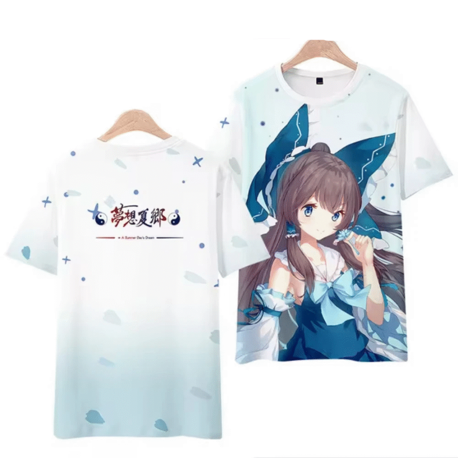 Anime Touhou Project Blue Reimu 3D Printed T-Shirt Anime Touhou Project Blue Reimu 3D Printed T-Shirt