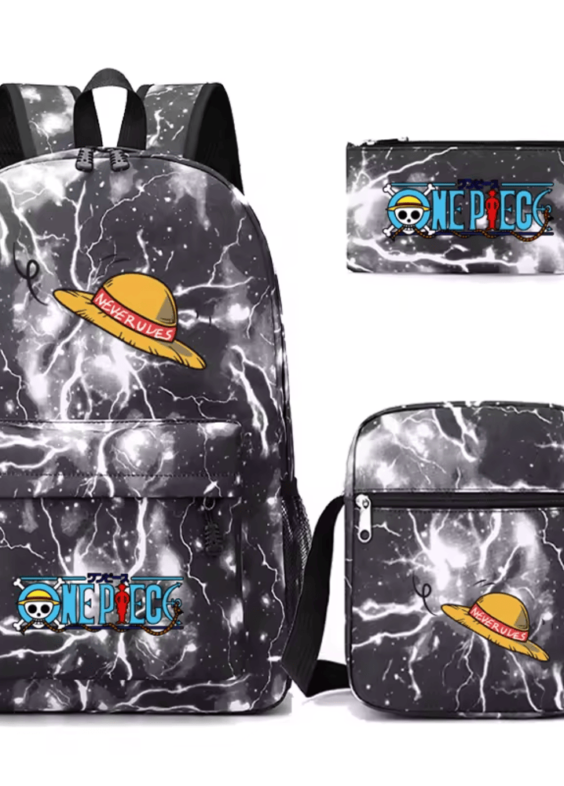 3 Pcs/Set One Piece Anime Straw Hat School Bag