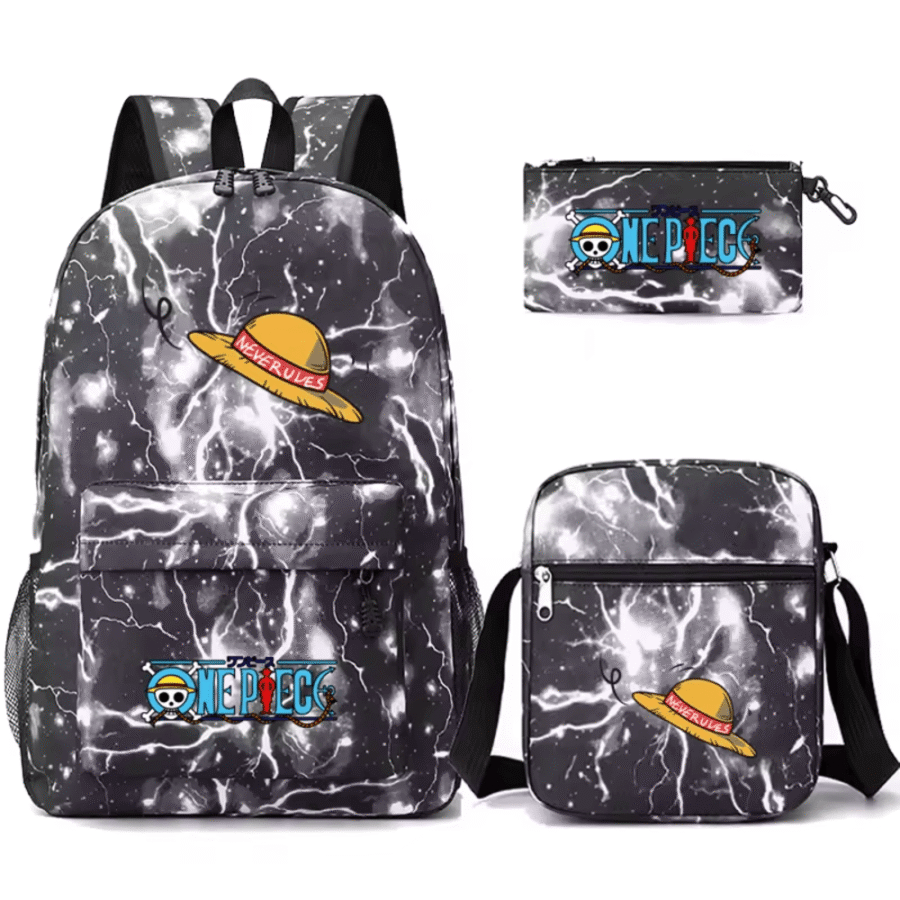 3 Pcs/Set One Piece Anime Straw Hat School Bag 3 Pcs/Set One Piece Anime Straw Hat School Bag
