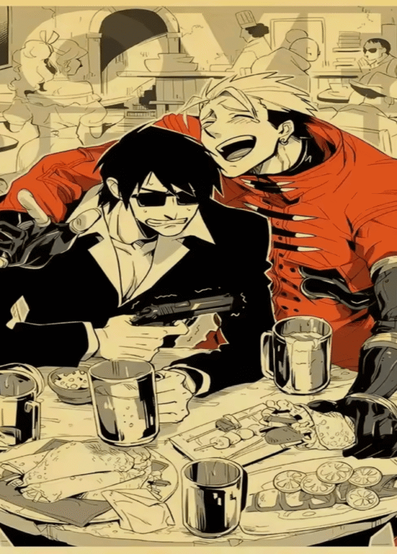 Trigun Anime Vash The Stampede And Nicholas D. Wolfwood Poster Wall Art