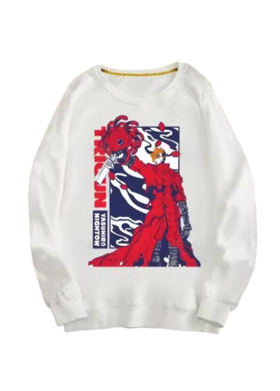 Anime Trigun Vash The Stampede Printed White Sweatshirt