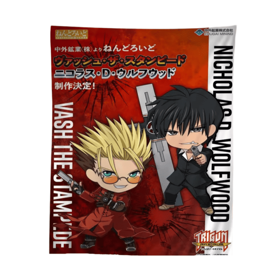 Anime Trigun Vash The Stampede And Nicholas D. Wolfwood Tapestry Hippie Wall Art Anime Trigun Vash The Stampede And Nicholas D. Wolfwood Tapestry Hippie Wall Art