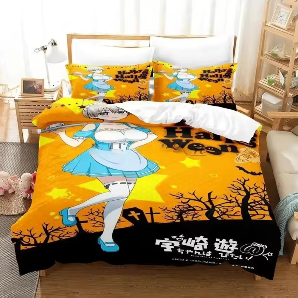 Anime Uzaki-Chan Wants To Hang Out! Halloween Hana Uzaki Bedding Set Anime Uzaki-Chan Wants To Hang Out! Halloween Hana Uzaki Bedding Set