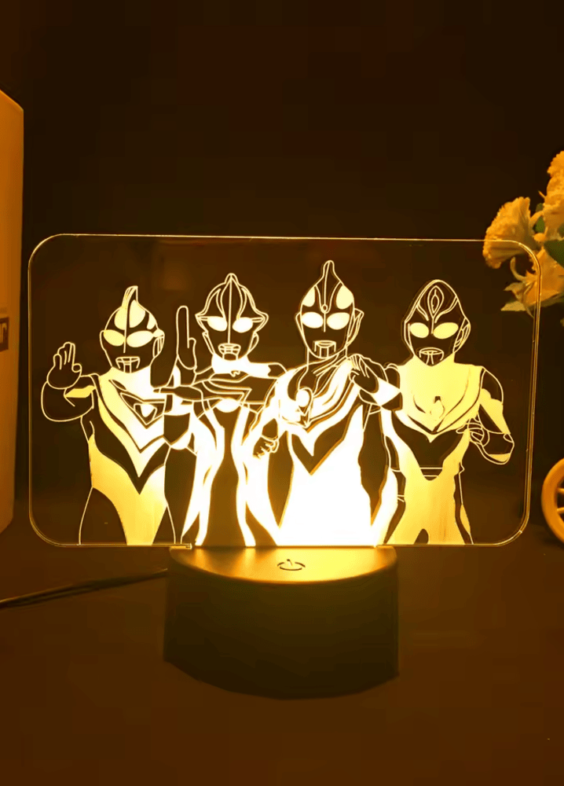 Anime Ultraman Character LED Acrylic 3D Illusion Night Light