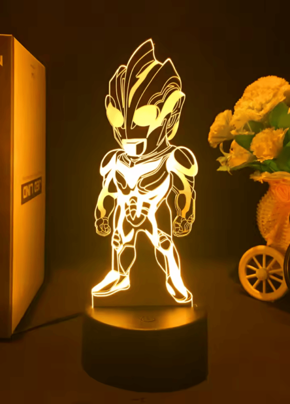 Anime Ultraman Tiga Yellow LED Acrylic 3D Illusion Night Light