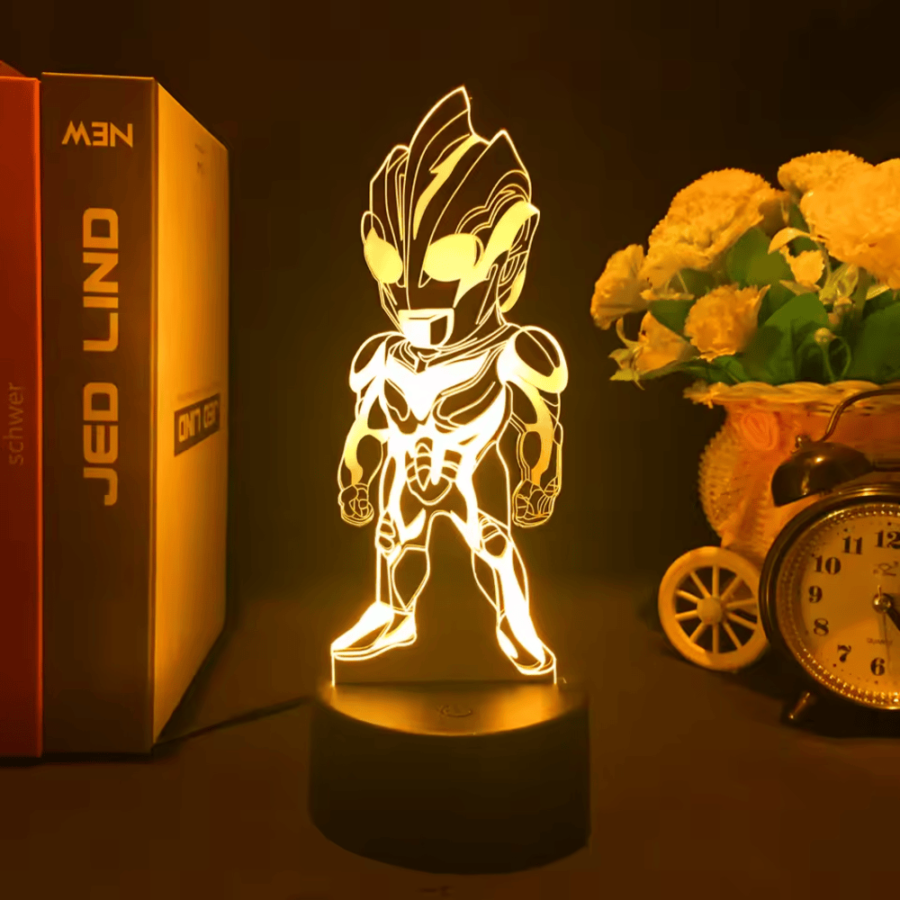 Anime Ultraman Tiga Yellow LED Acrylic 3D Illusion Night Light