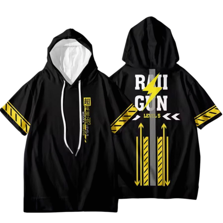 A Certain Magical Index Anime Mikoto Misaka Short Sleeve Black Hoodie A Certain Magical Index Anime Mikoto Misaka Short Sleeve Black Hoodie