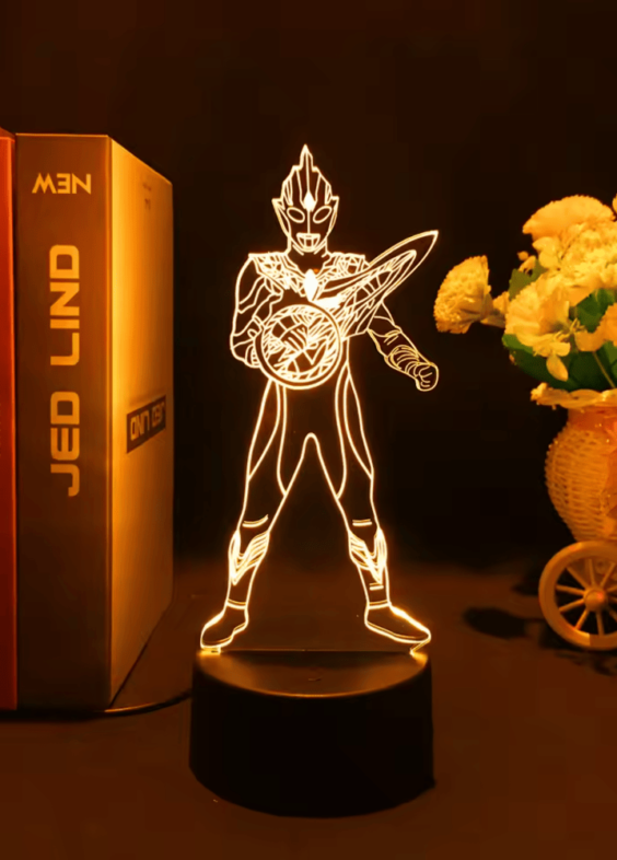 Anime Ultraman Tiga Yellow LED 3D Illusion Acrylic Night Light