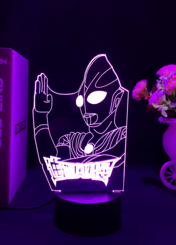 Anime Ultraman Tiga Pink LED Acrylic 3D Illusion Night Light