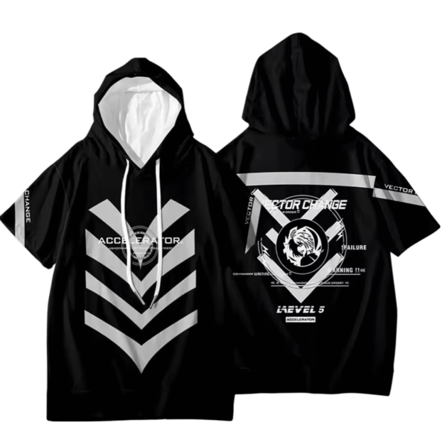 Anime A Certain Magical Index Accelerator Short Sleeve Black Hoodie Anime A Certain Magical Index Accelerator Short Sleeve Black Hoodie
