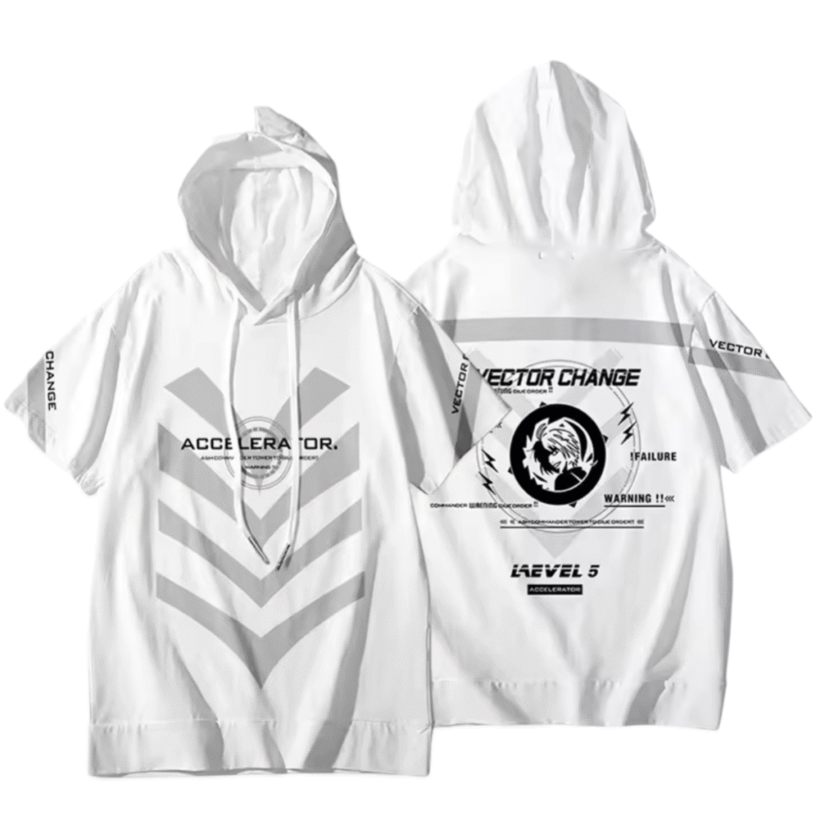 Anime A Certain Magical Index Accelerator Short Sleeve White Hoodie Anime A Certain Magical Index Accelerator Short Sleeve White Hoodie