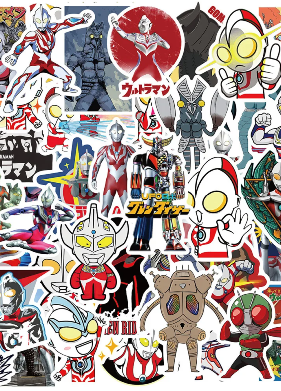 10Pcs Anime Ultraman Vs. Kamen Rider Waterproof Stickers