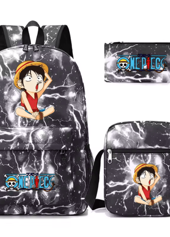 3 Pcs/Set One Piece Anime Luffy School Bag