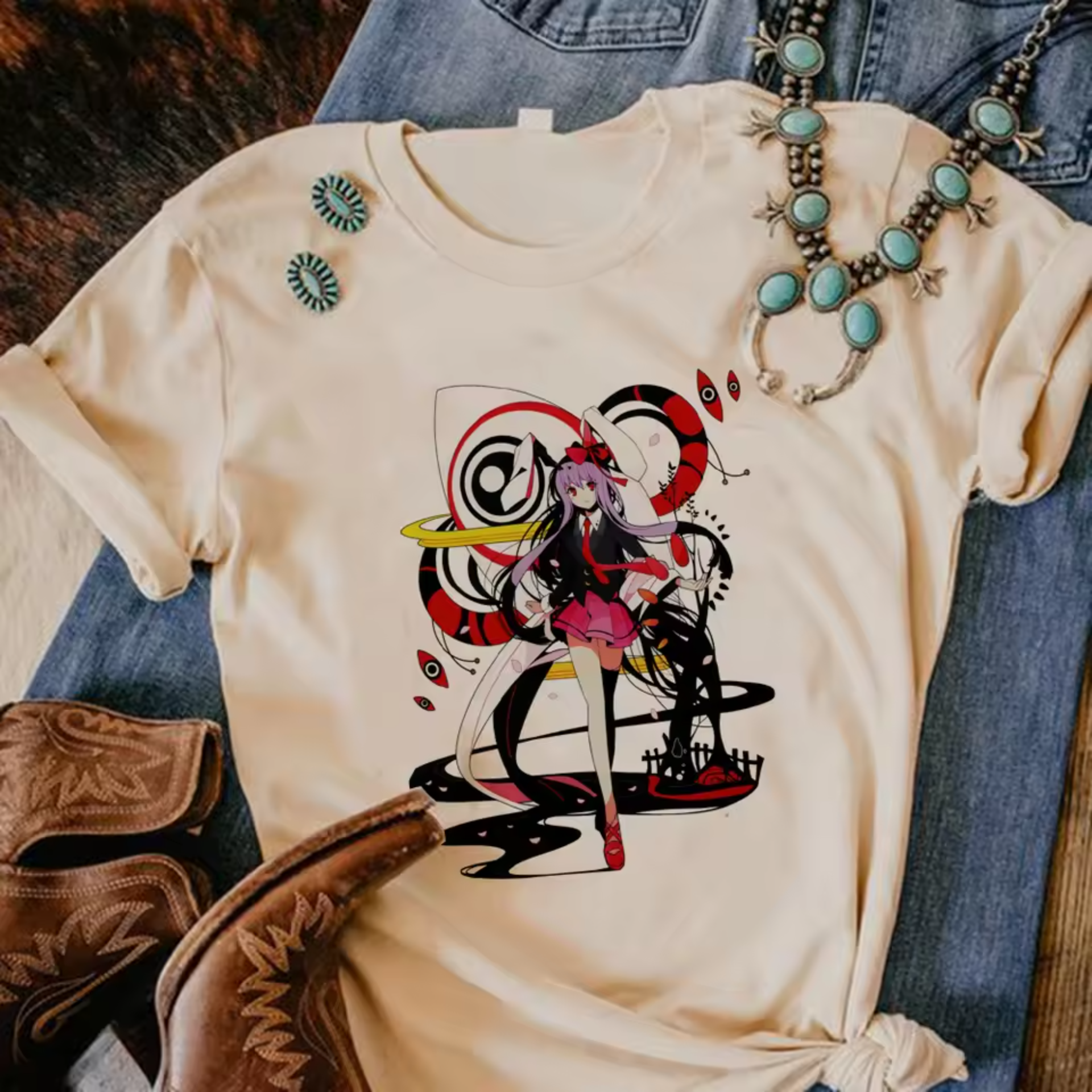 Touhou Project Reisen Udongein Inaba Anime Cotton T-Shirt Touhou Project Reisen Udongein Inaba Anime Cotton T-Shirt